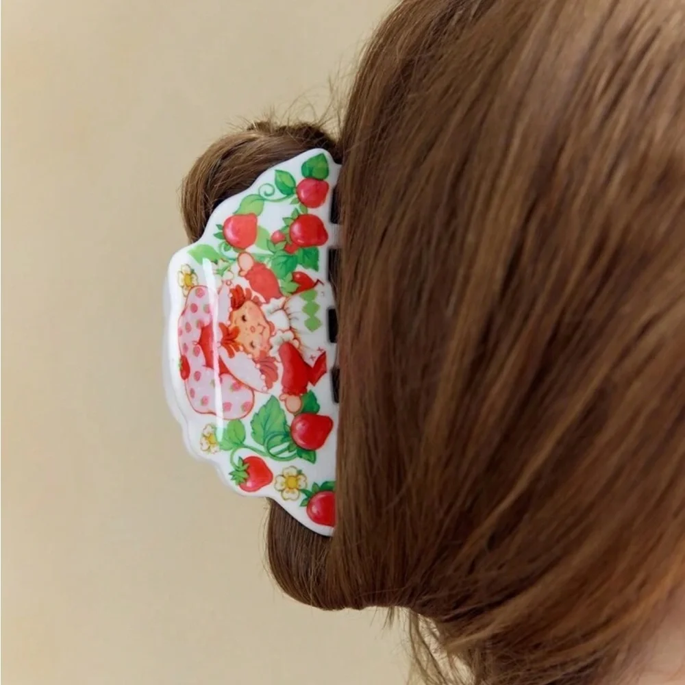 Strawberry Shortcake X 1pc Cartoon Character & Strawberry Print Hair Claw Clip